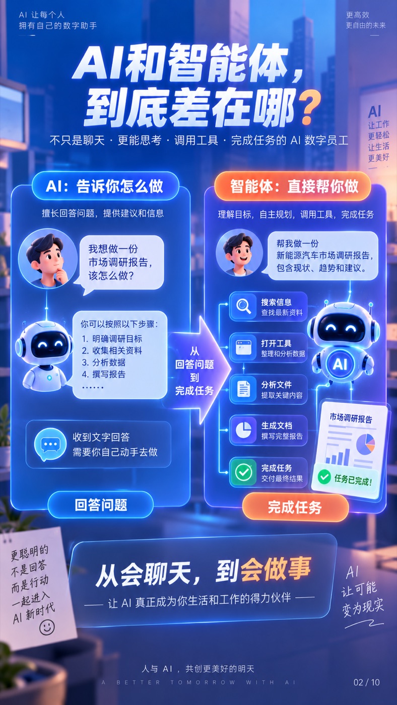 AI 与智能体的区别：从回答问题到完成任务