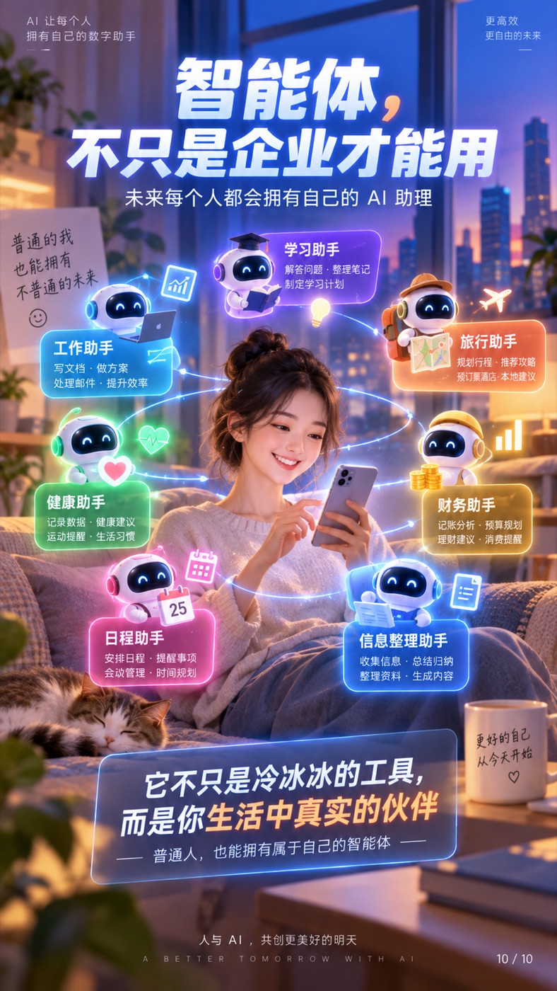 个人也可以拥有工作、学习、旅行、健康与日程助手